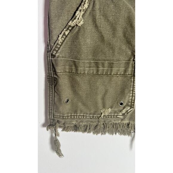 Free People Army Olive Green Utility Denim Mini Skirt Sizeraw Hem Size 25 NWOT - Picture 7 of 11